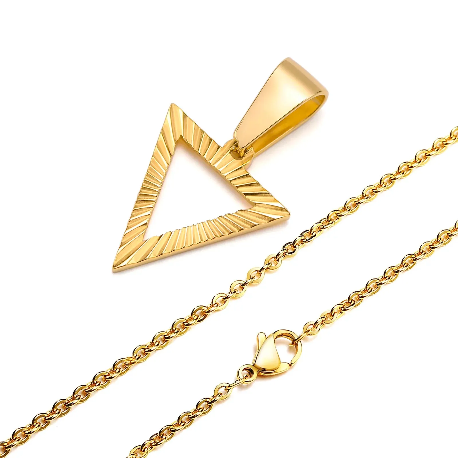 Men Necklace Gold Plated,Embossing Radiation Rectangle Pendant