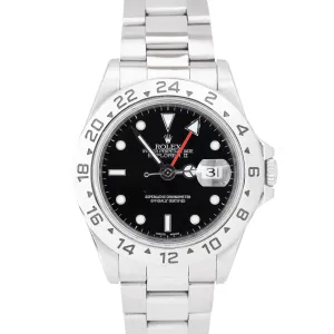 Men's 1996 Rolex Explorer II Stainless Steel Black Date GMT 40mm Watch 16570
