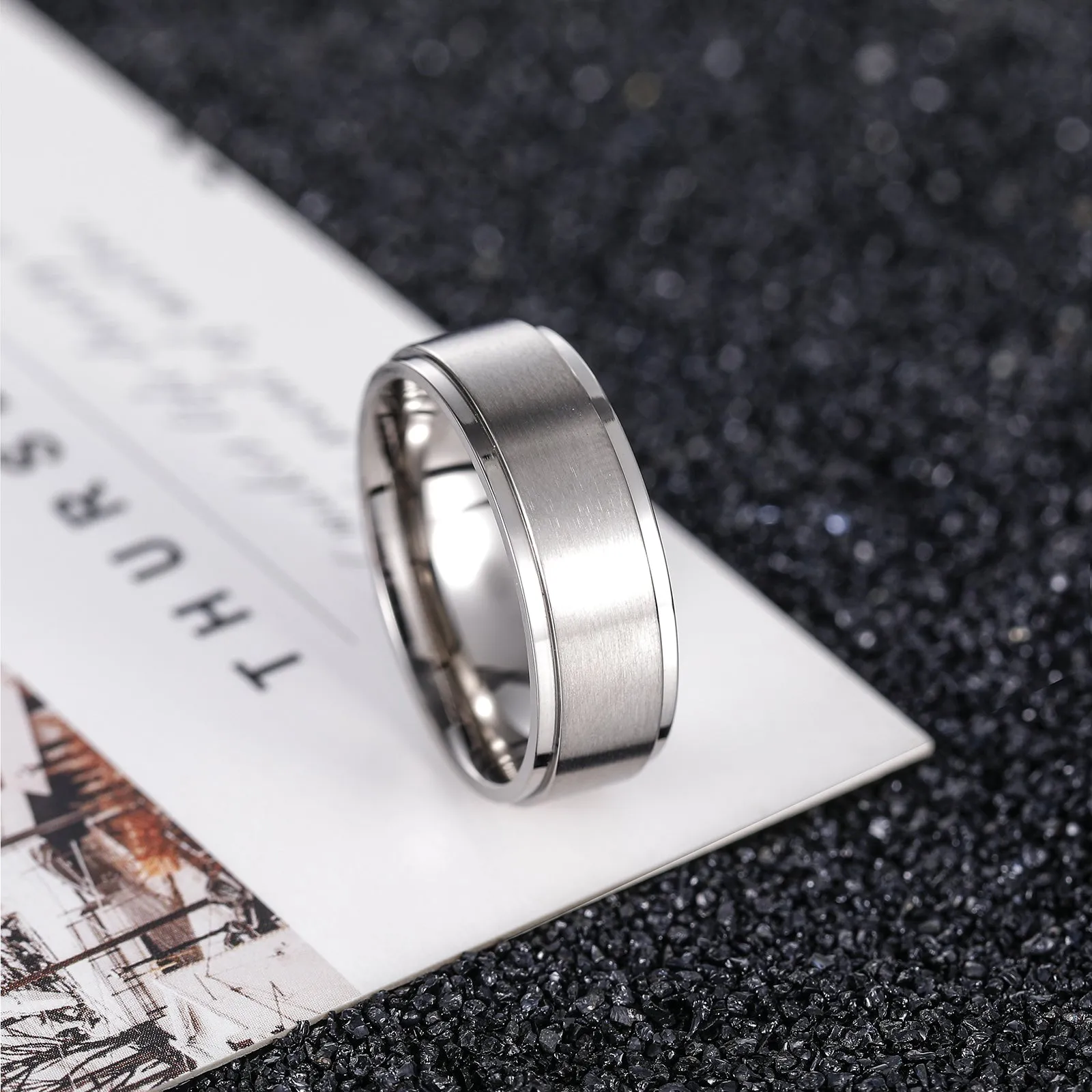 Men's Brushed Titanium Wedding Band Ring