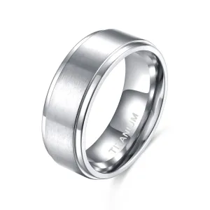 Men's Brushed Titanium Wedding Band Ring