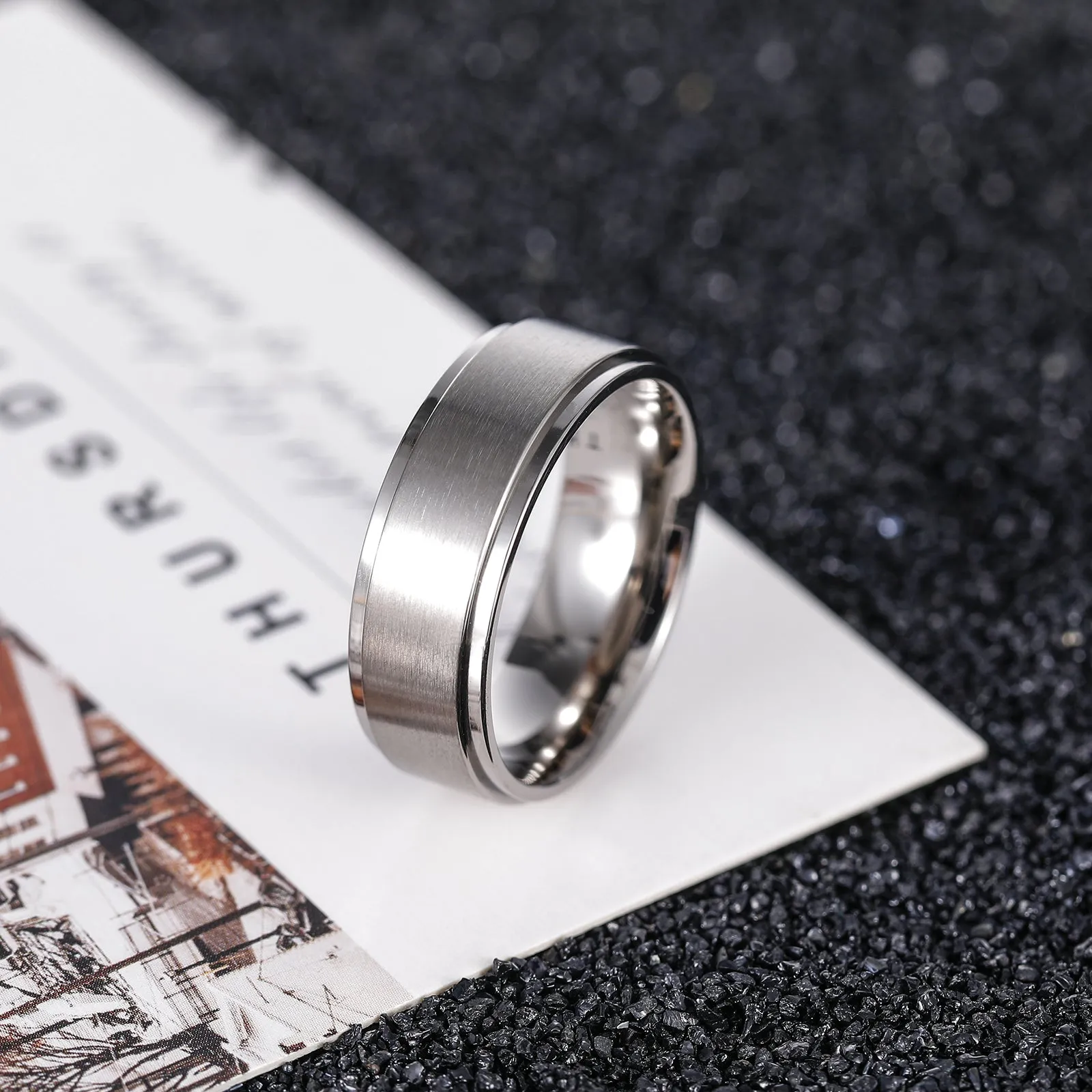 Men's Brushed Titanium Wedding Band Ring