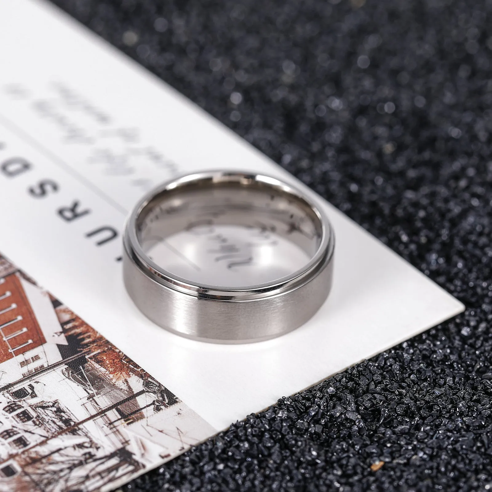 Men's Brushed Titanium Wedding Band Ring