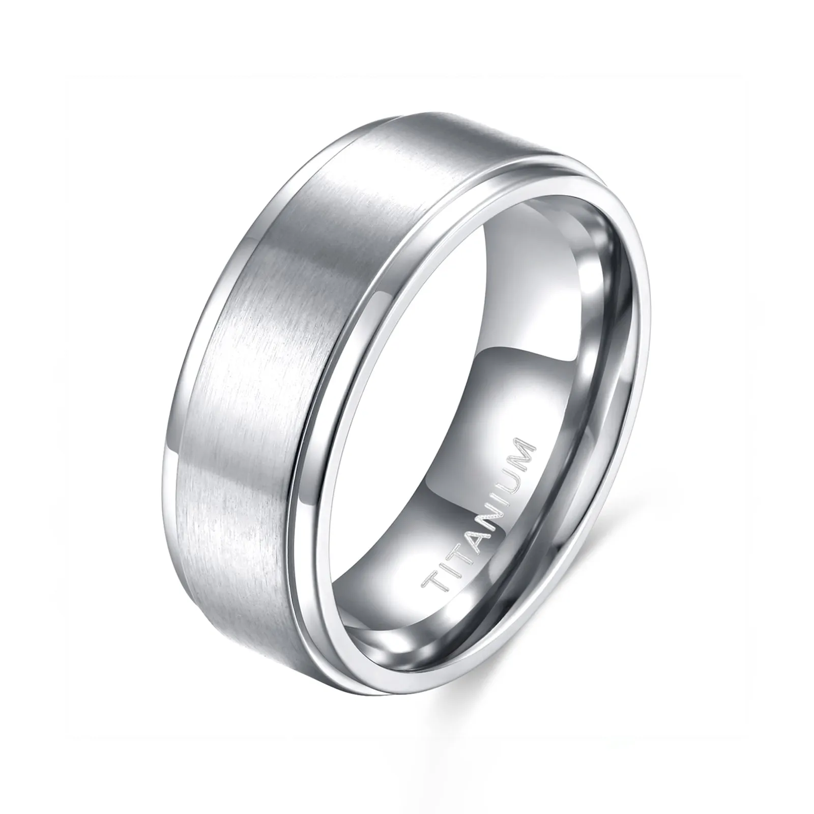 Men's Brushed Titanium Wedding Band Ring