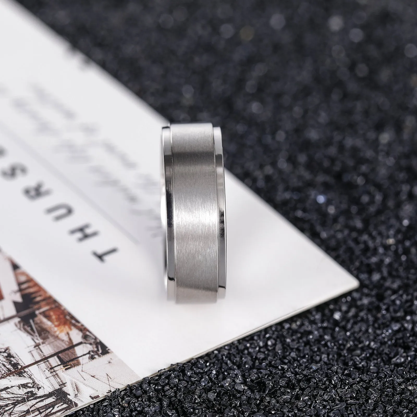Men's Brushed Titanium Wedding Band Ring
