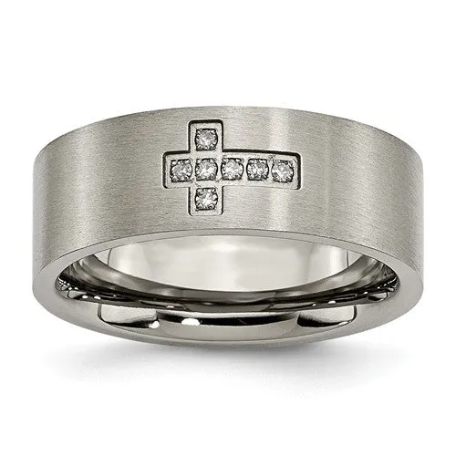 Men's Diamond Cross Band, .07 carats t.w., Solid Titanium