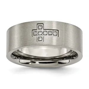 Men's Diamond Cross Band, .07 carats t.w., Solid Titanium