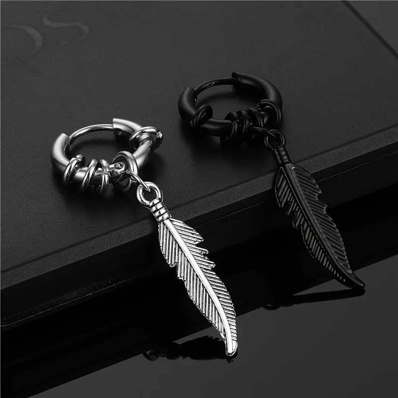 Men's Feather Earrings - Unique Boho Style Jewelry