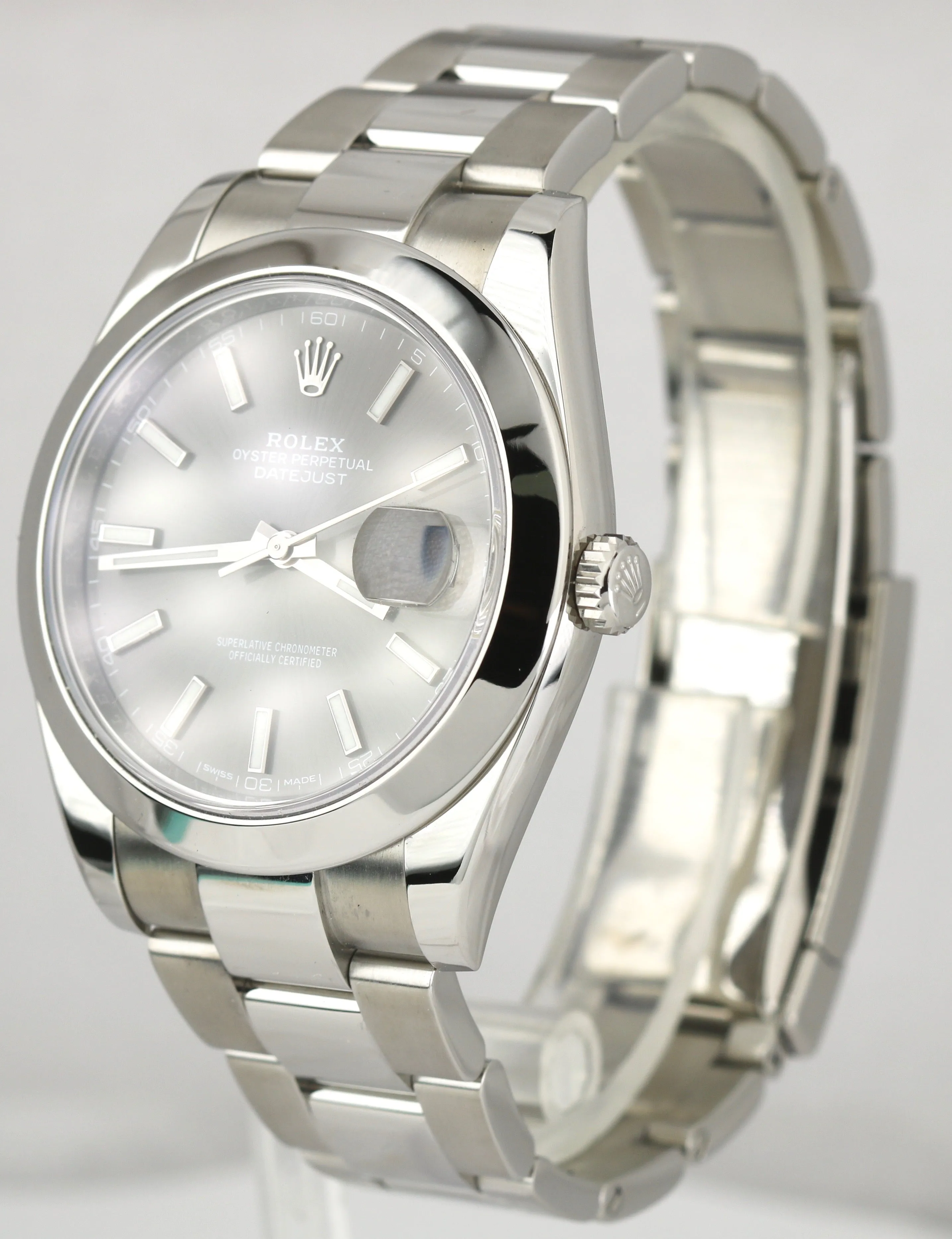 Men's Rolex DateJust II 41mm 116300 Dial Gray Smooth Bezel Stainless Watch