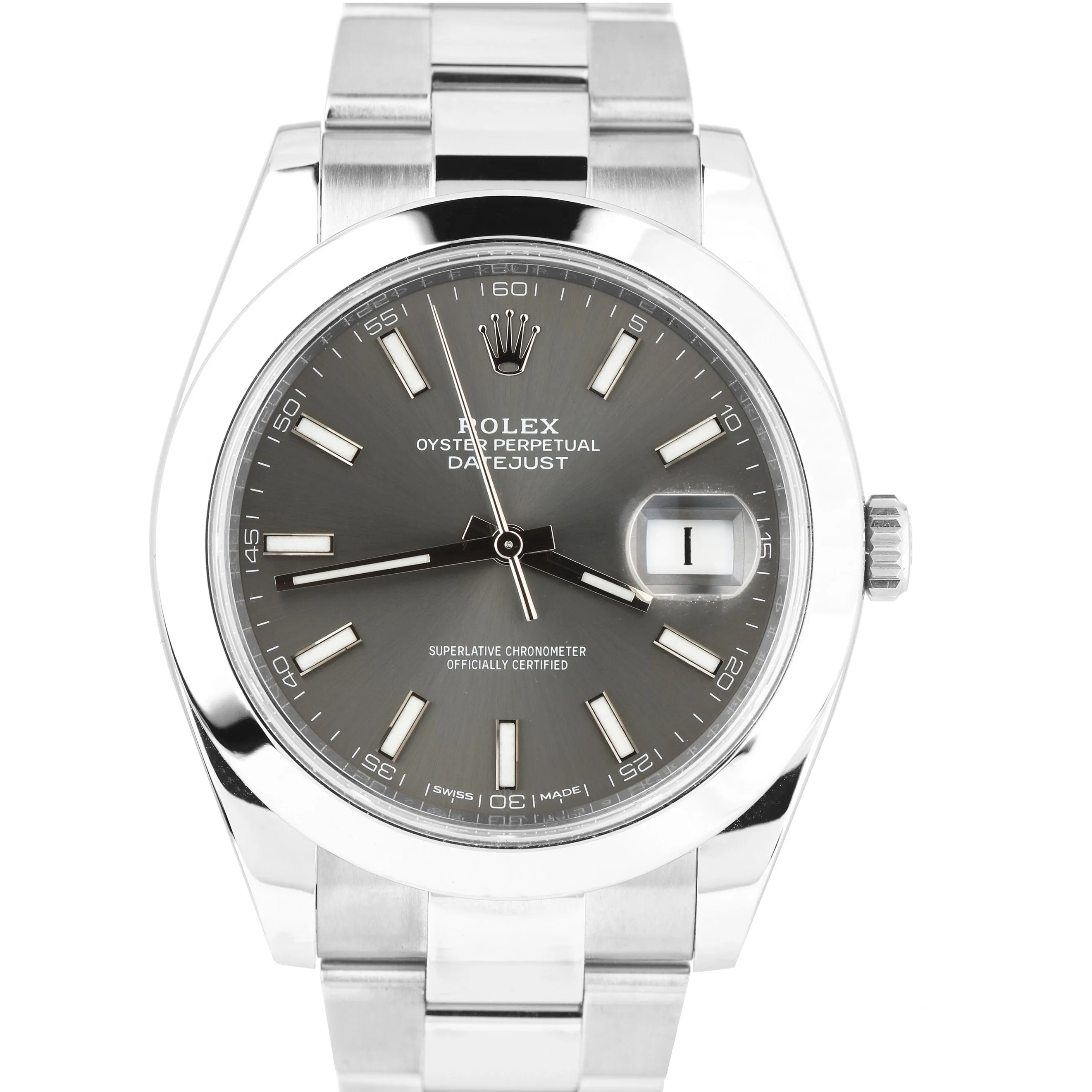 Men's Rolex DateJust II 41mm 116300 Dial Gray Smooth Bezel Stainless Watch