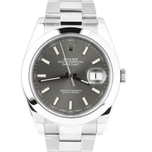 Men's Rolex DateJust II 41mm 116300 Dial Gray Smooth Bezel Stainless Watch
