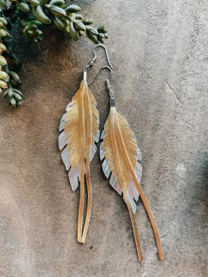Metallic Feather Tassel Earrings