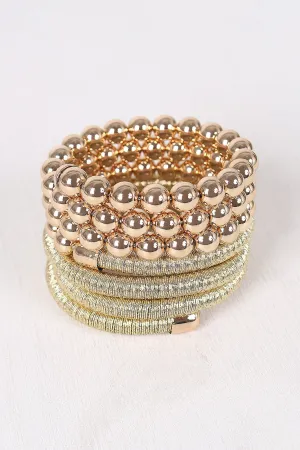 Metallic Wire Wrap Around Bead Bracelet