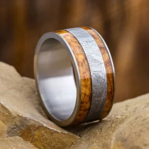 Meteorite & Black Ash Burl Wedding Band
