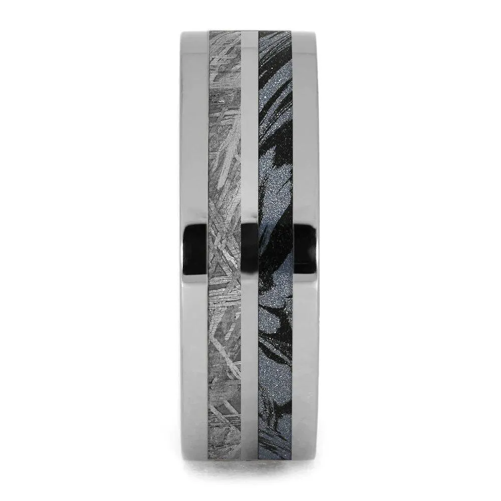 Meteorite & Mokume Gane Modular Titanium Ring Set