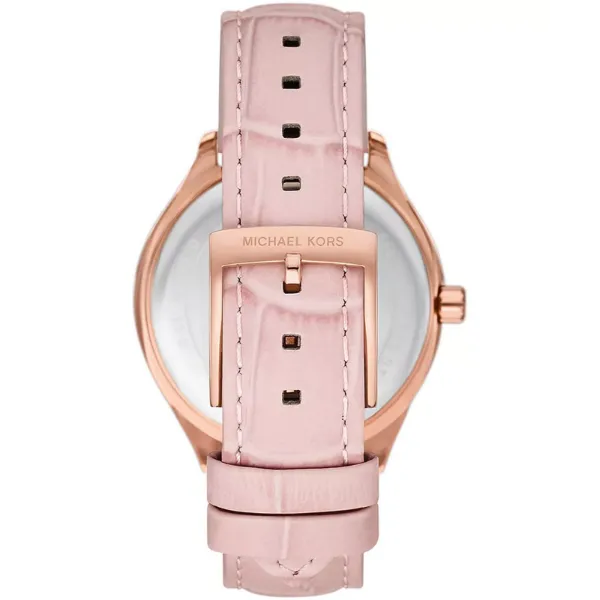 Michael Kors Sage Pink Leather Strap Pink Mother Of Pearl Dial Quartz Watch for Ladies - MK4820