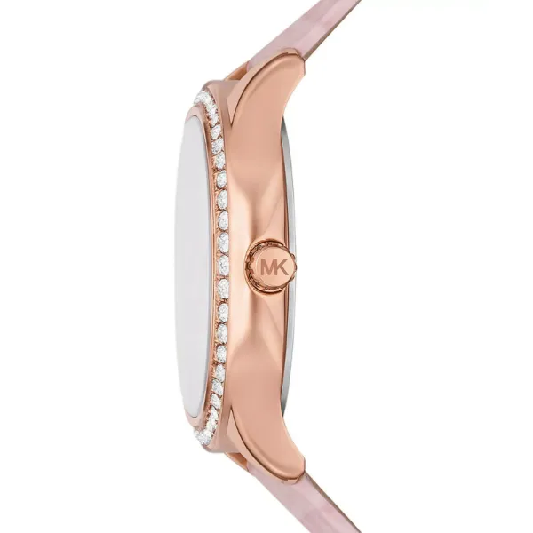 Michael Kors Sage Pink Leather Strap Pink Mother Of Pearl Dial Quartz Watch for Ladies - MK4820