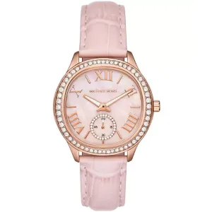 Michael Kors Sage Pink Leather Strap Pink Mother Of Pearl Dial Quartz Watch for Ladies - MK4820