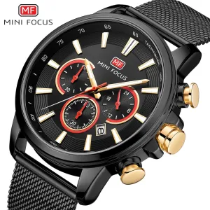 MINI FOCUS Men&#39;s Chronograph Wrist Watch Sport Stainless Steel Quartz Analog Watch Man Business Watches Mens Relogio Masculino