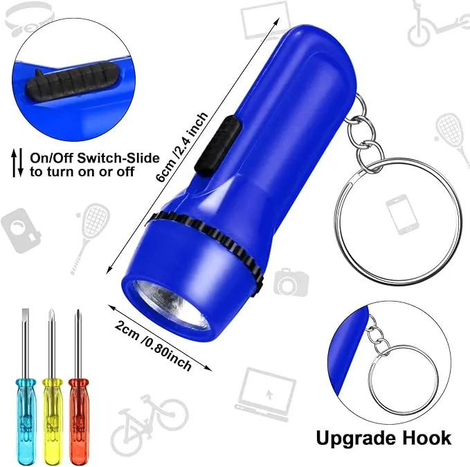Mini Screwdriver Keychain Bulk LED Flashlight Set Mini Hand Tool Bulk Gifts for Men Adult Father's Day Gifts Birthday Dad Gifts(24 Pcs)