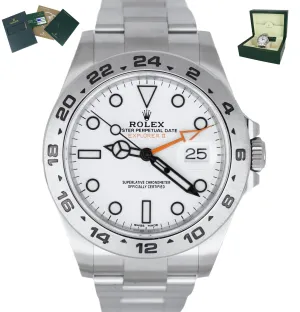 MINT 2012 Rolex Explorer II Polar 42mm 216570 White Orange Steel GMT Watch