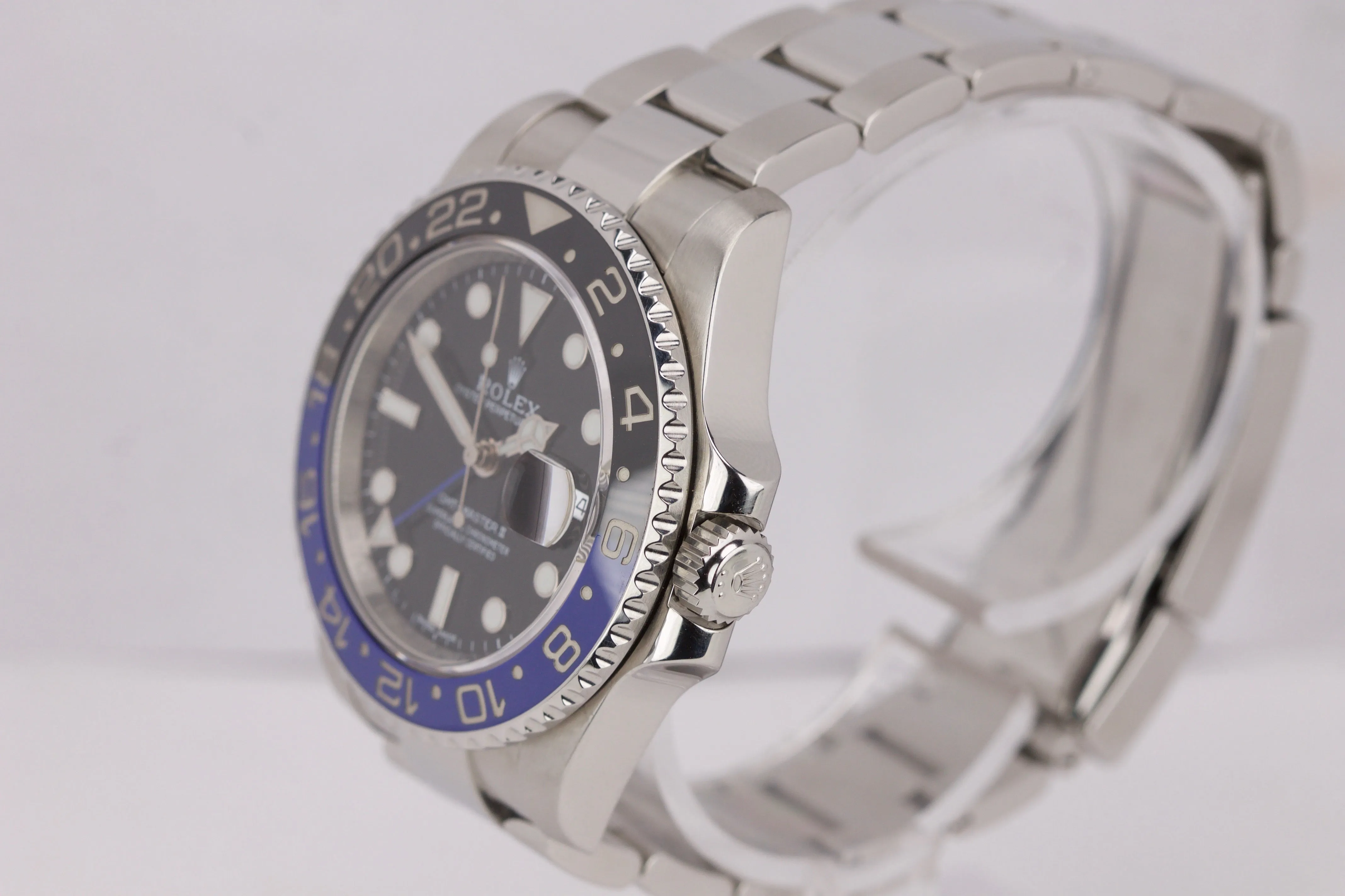 MINT 2014 Rolex GMT Master II Batman Blue Black Ceramic 116710 BLNR Date Watch