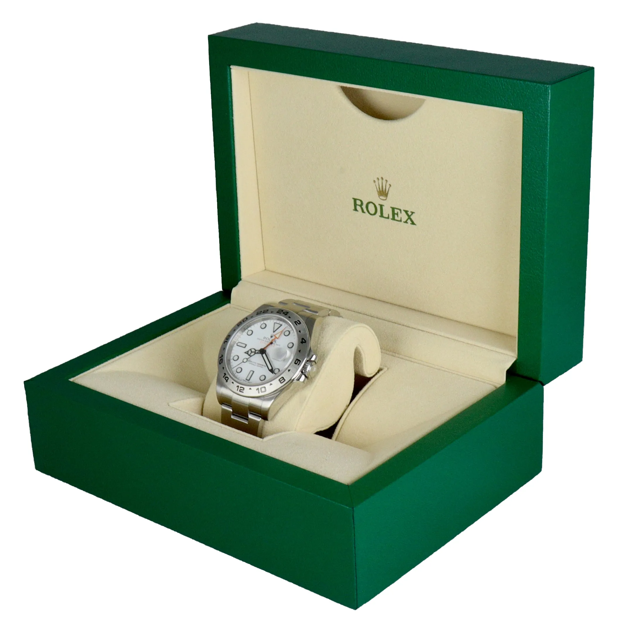 MINT 2016 Rolex Explorer II 42mm 216570 White Orange Stainless GMT Swiss Date