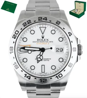 MINT 2016 Rolex Explorer II 42mm 216570 White Orange Stainless GMT Swiss Date