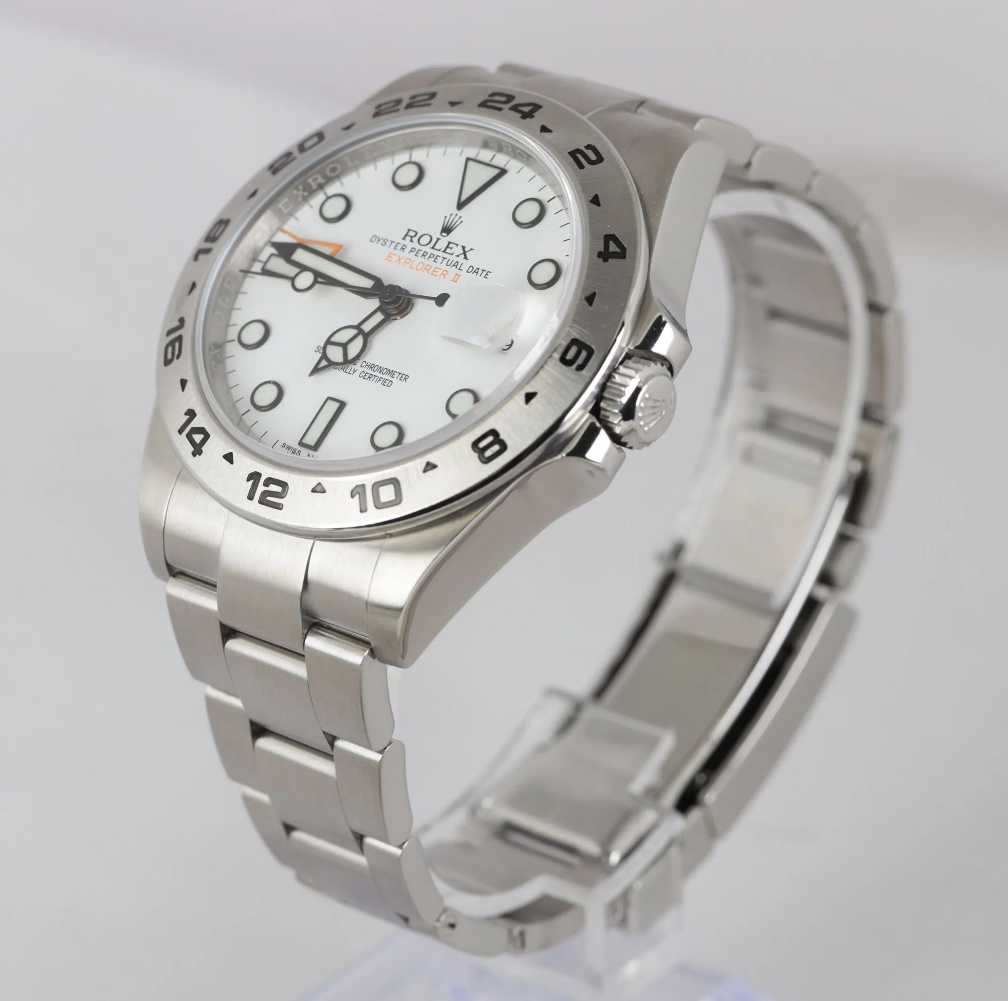 MINT 2016 Rolex Explorer II 42mm 216570 White Orange Stainless GMT Swiss Date