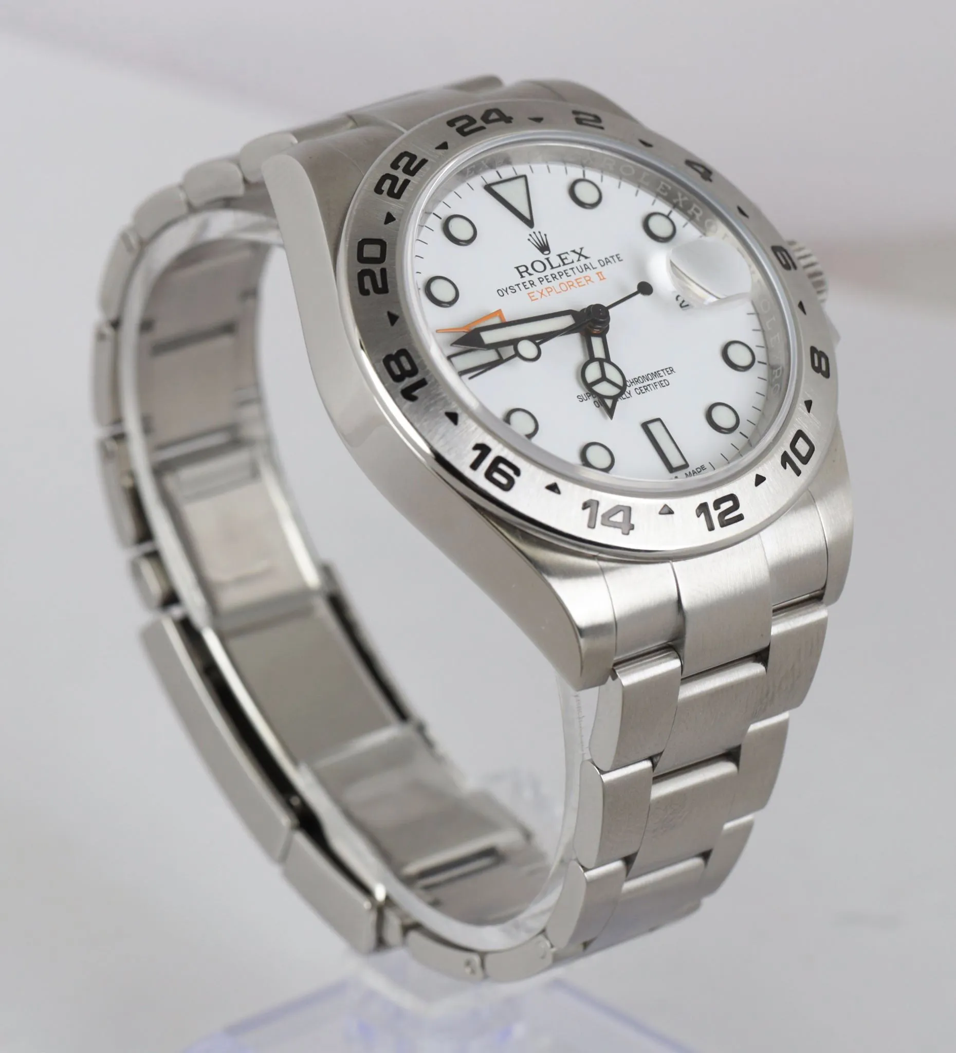 MINT 2016 Rolex Explorer II 42mm 216570 White Orange Stainless GMT Swiss Date