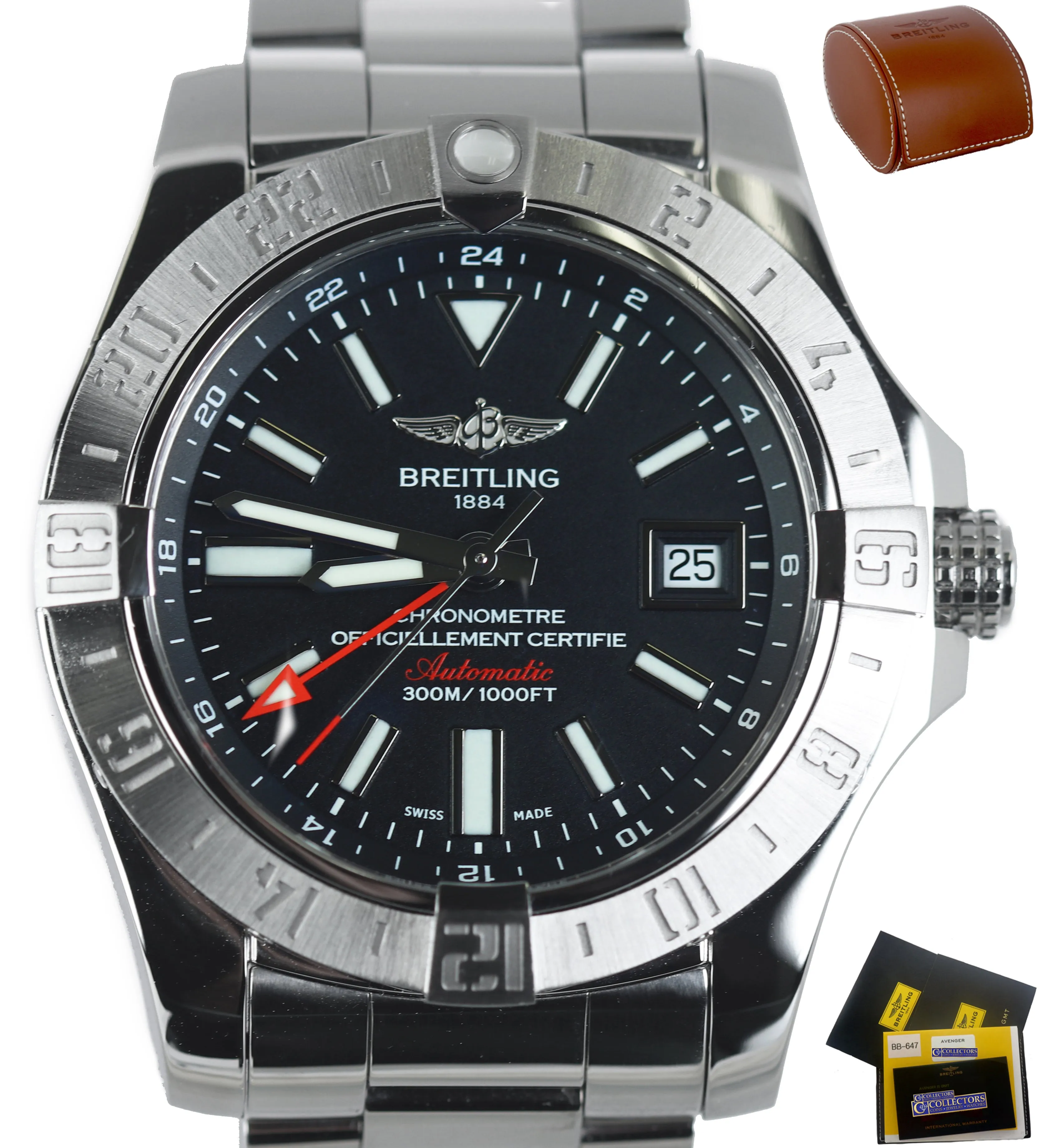 MINT 2017 Breitling Avenger II Aeromarine Automatic Black 42mm Steel A32390 Date