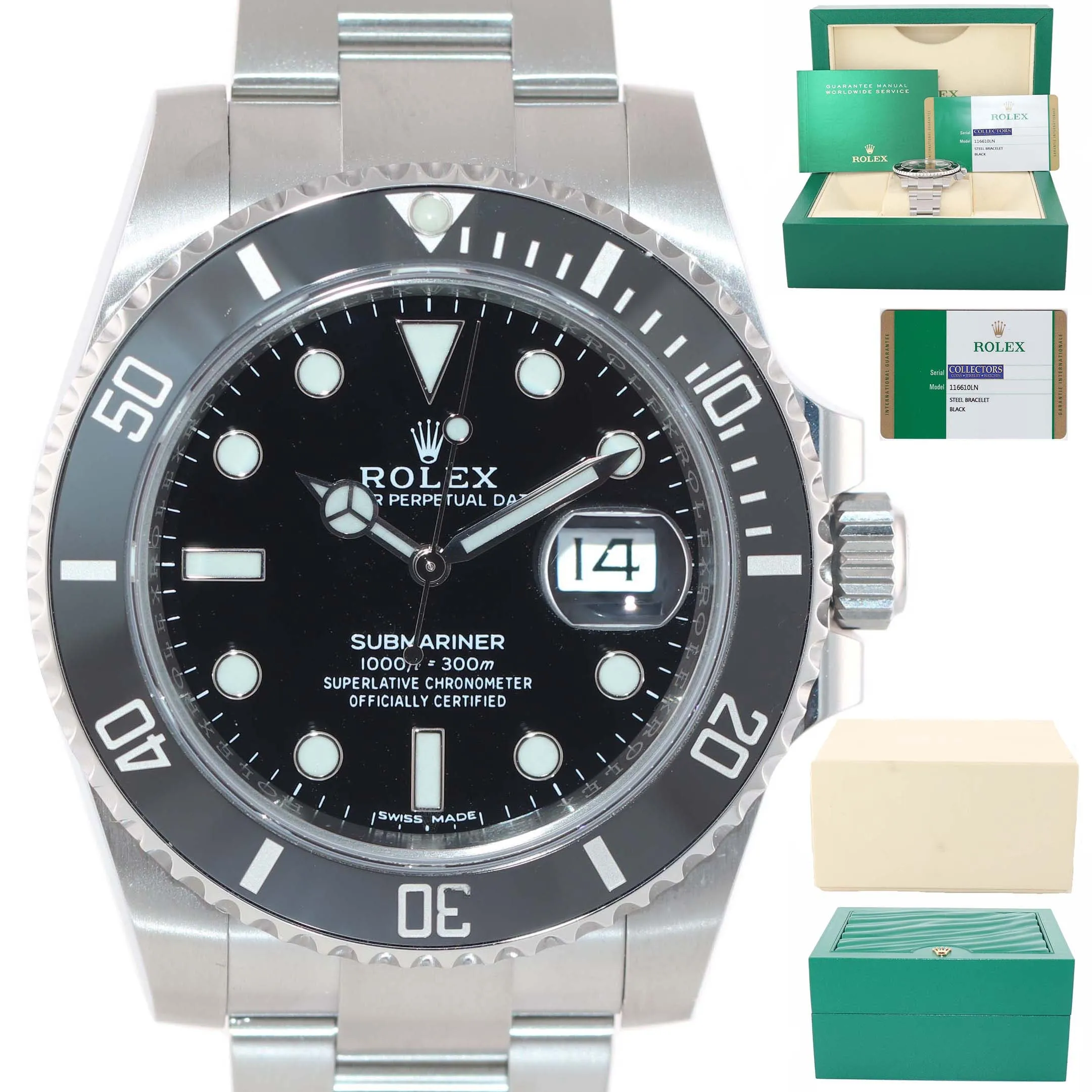 MINT 2017 PAPERS Mint Rolex Submariner Date 116610 Steel Black Ceramic Watch Box
