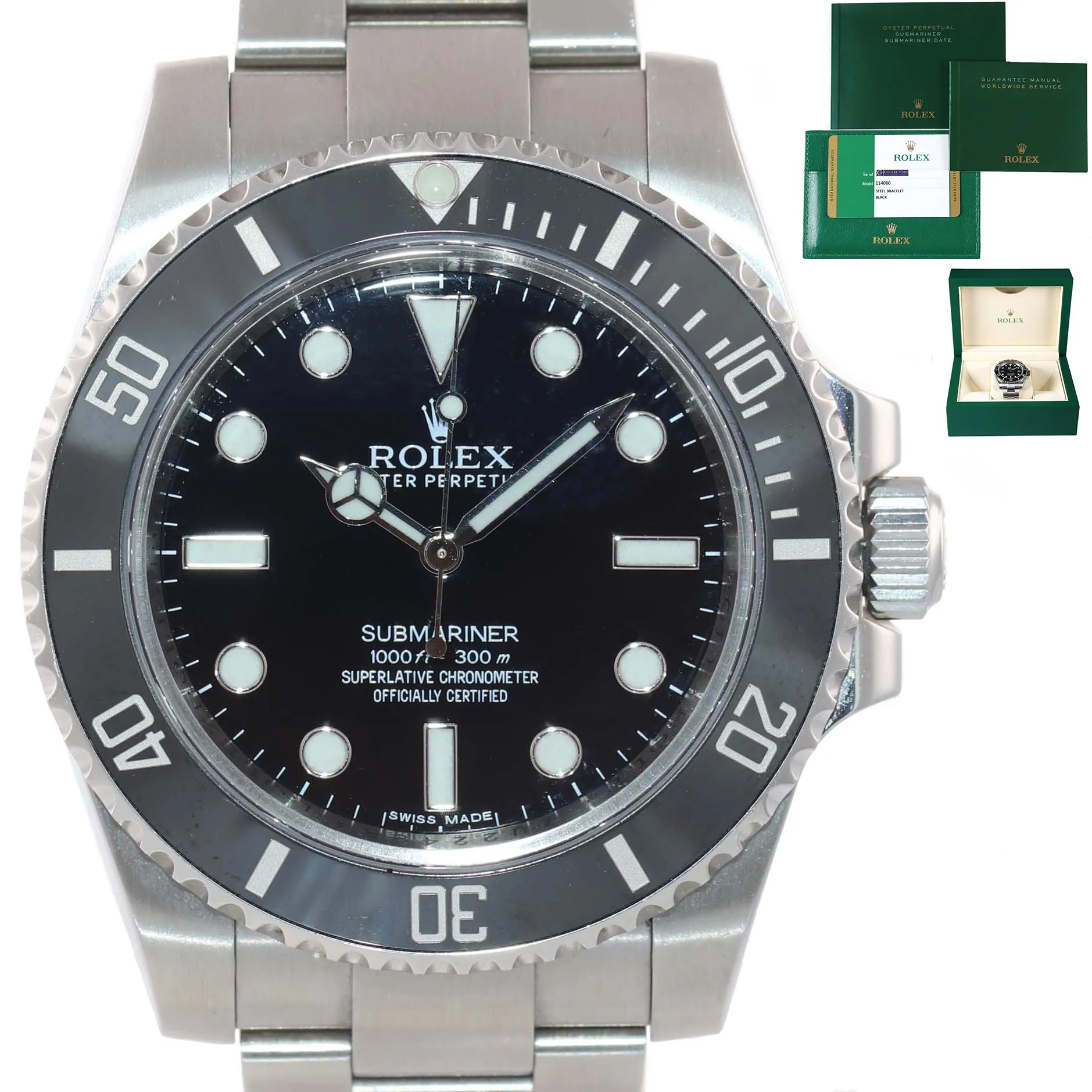 MINT 2017 PAPERS Rolex Submariner No-Date 114060 Steel Black Ceramic Watch Box