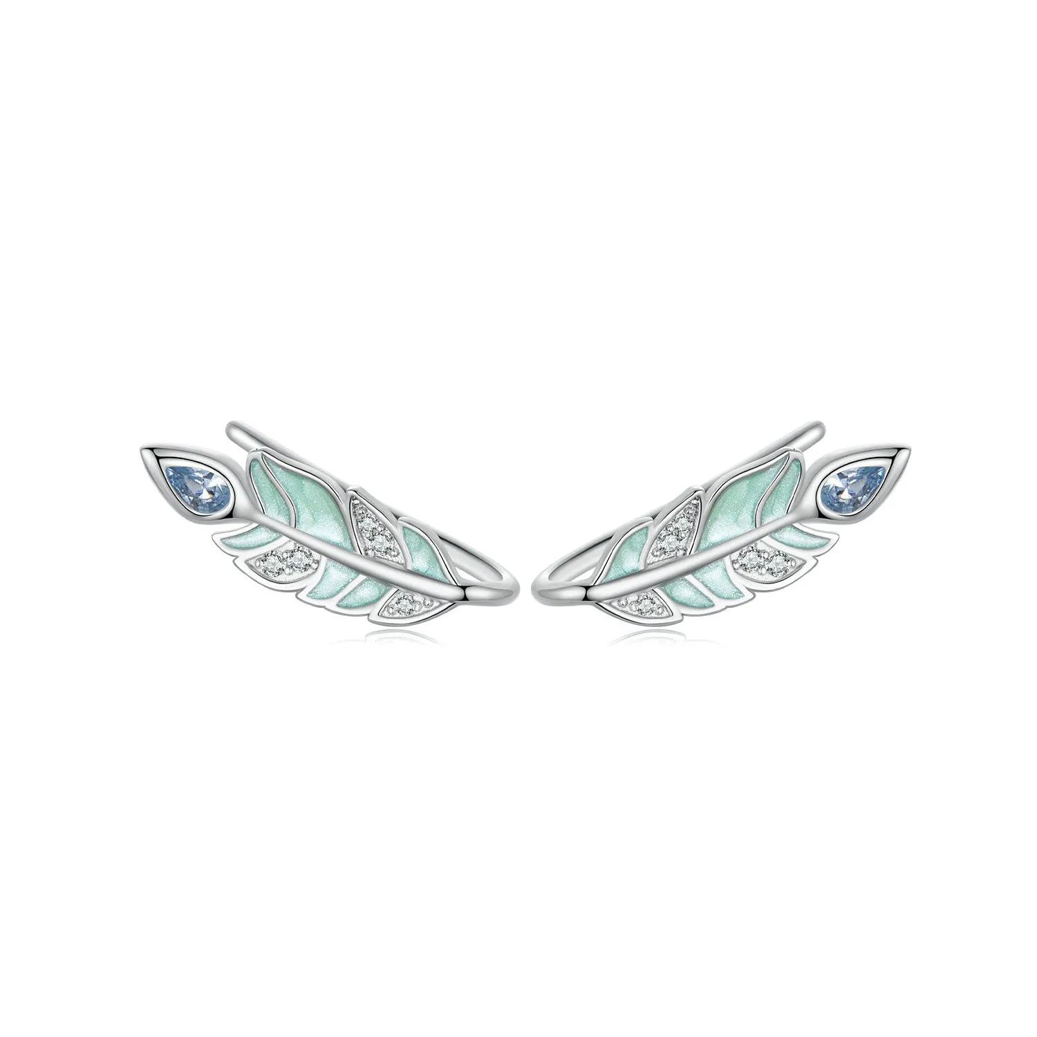 Mint Feather Earrings