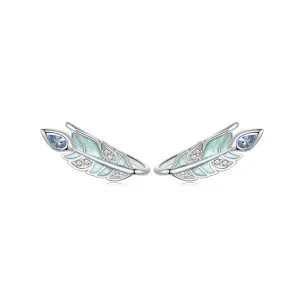 Mint Feather Earrings