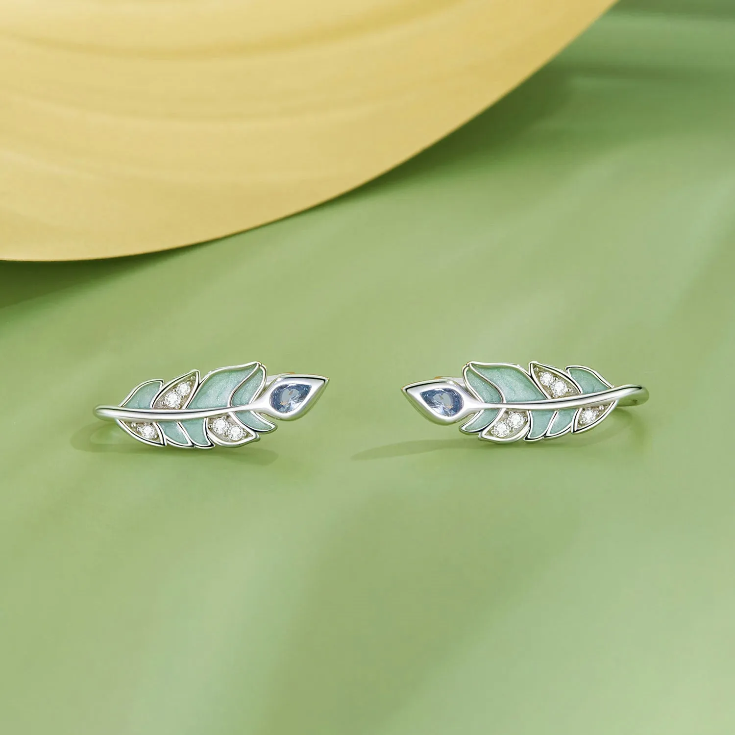 Mint Feather Earrings