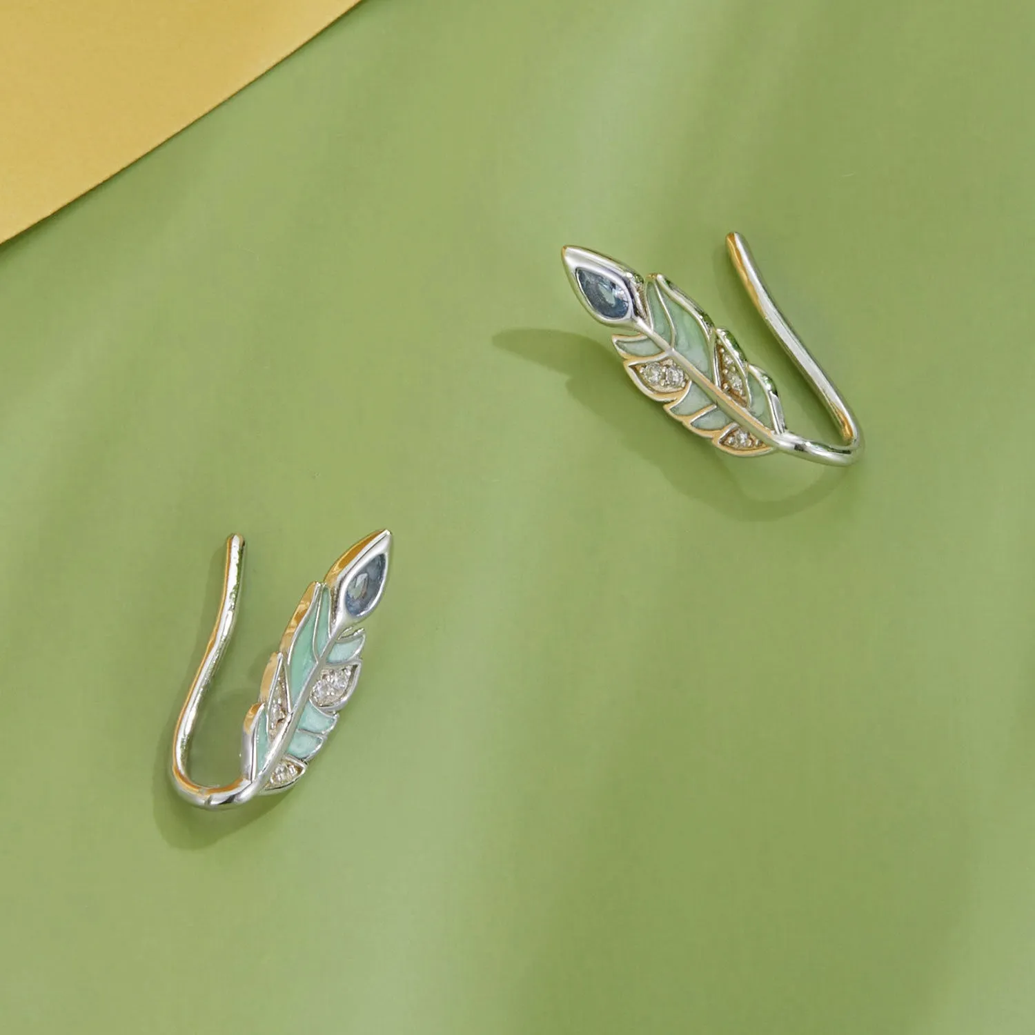 Mint Feather Earrings