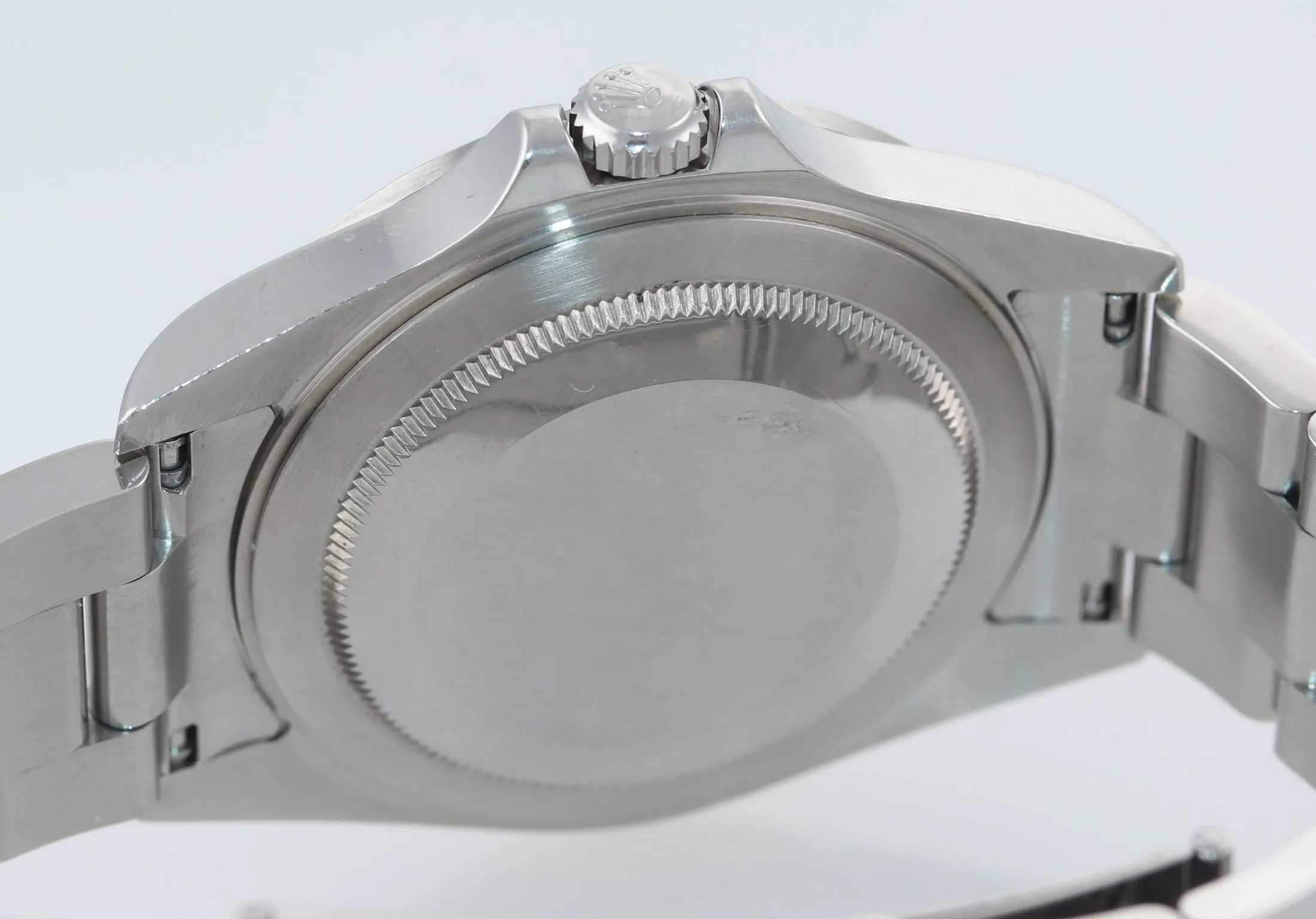 MINT NO HOLES Rolex Explorer II 16570 Stainless Steel Black Date GMT 40mm Watch
