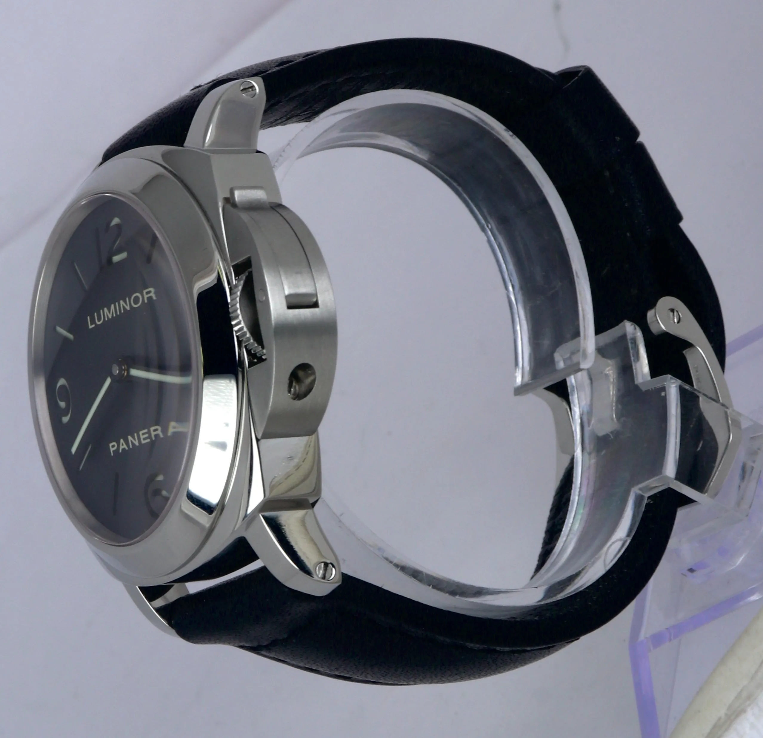 MINT Panerai Luminor Base PAM 112 Stainless Black Manual 44mm Watch PAM00112