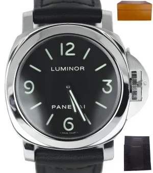 MINT Panerai Luminor Base PAM 112 Stainless Black Manual 44mm Watch PAM00112