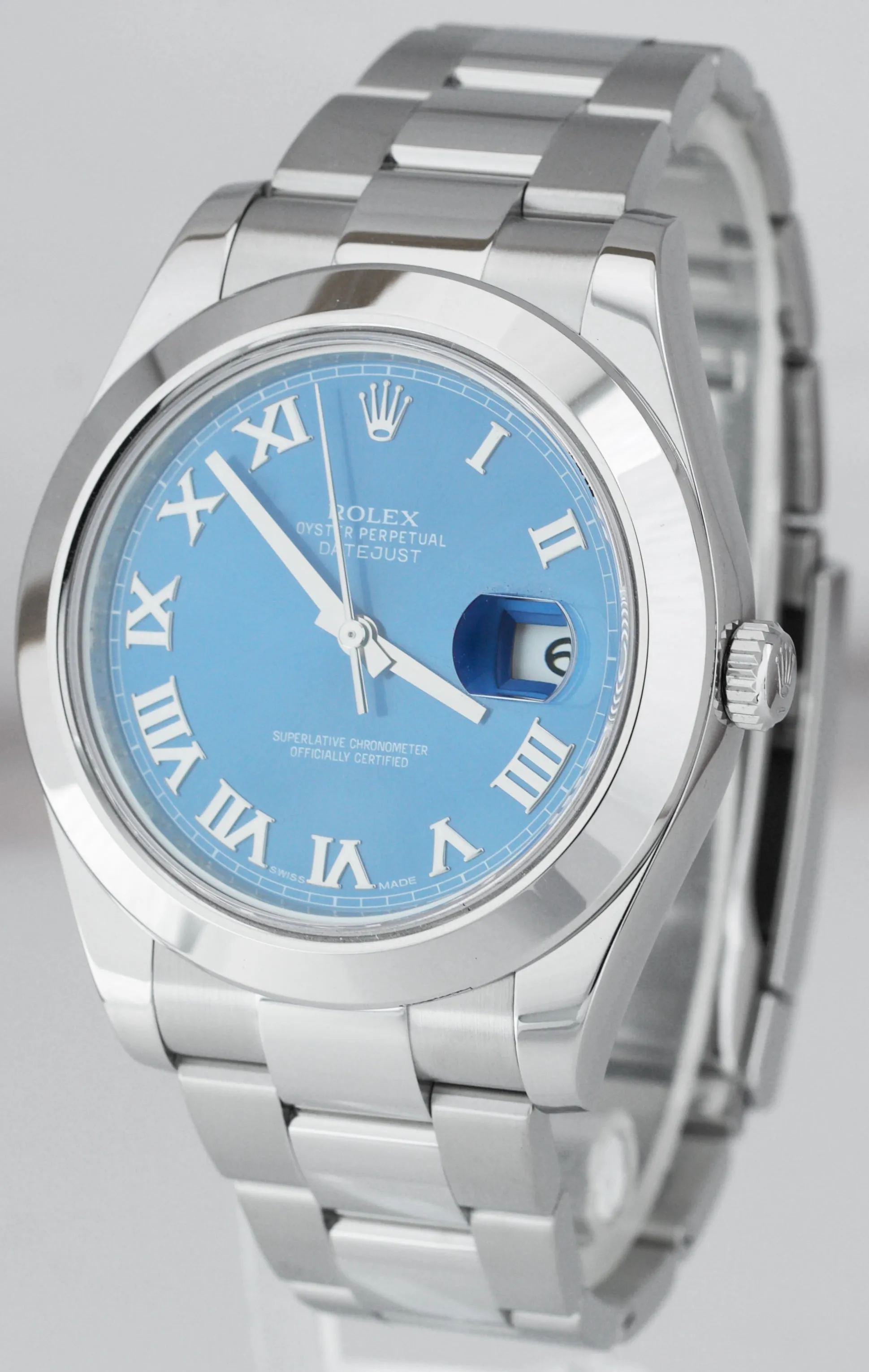 MINT Rolex DateJust II Blue Smooth Stainless 41mm Oyster Watch 116300 FULL SET