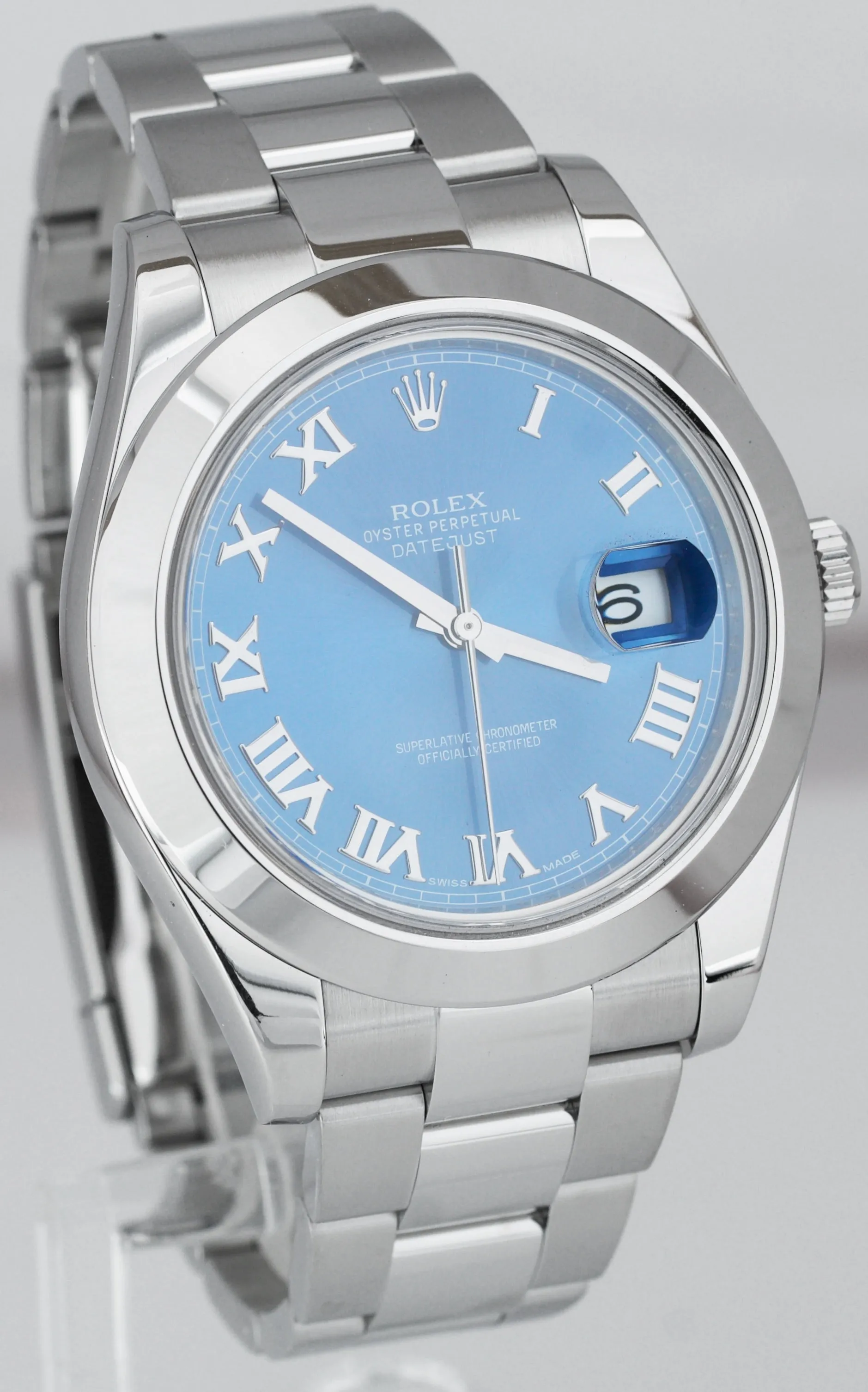 MINT Rolex DateJust II Blue Smooth Stainless 41mm Oyster Watch 116300 FULL SET