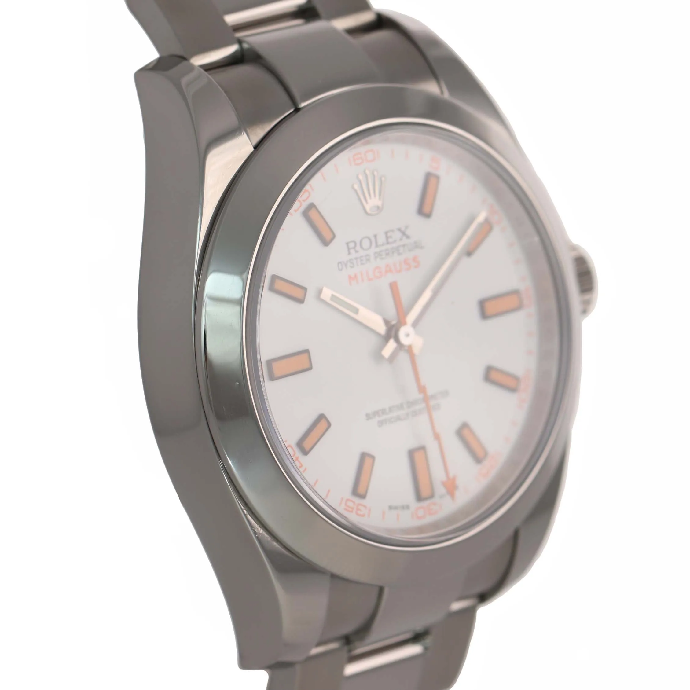 MINT Rolex Milgauss 116400 White Orange 40mm Steel Anti-Magnetic Watch Box
