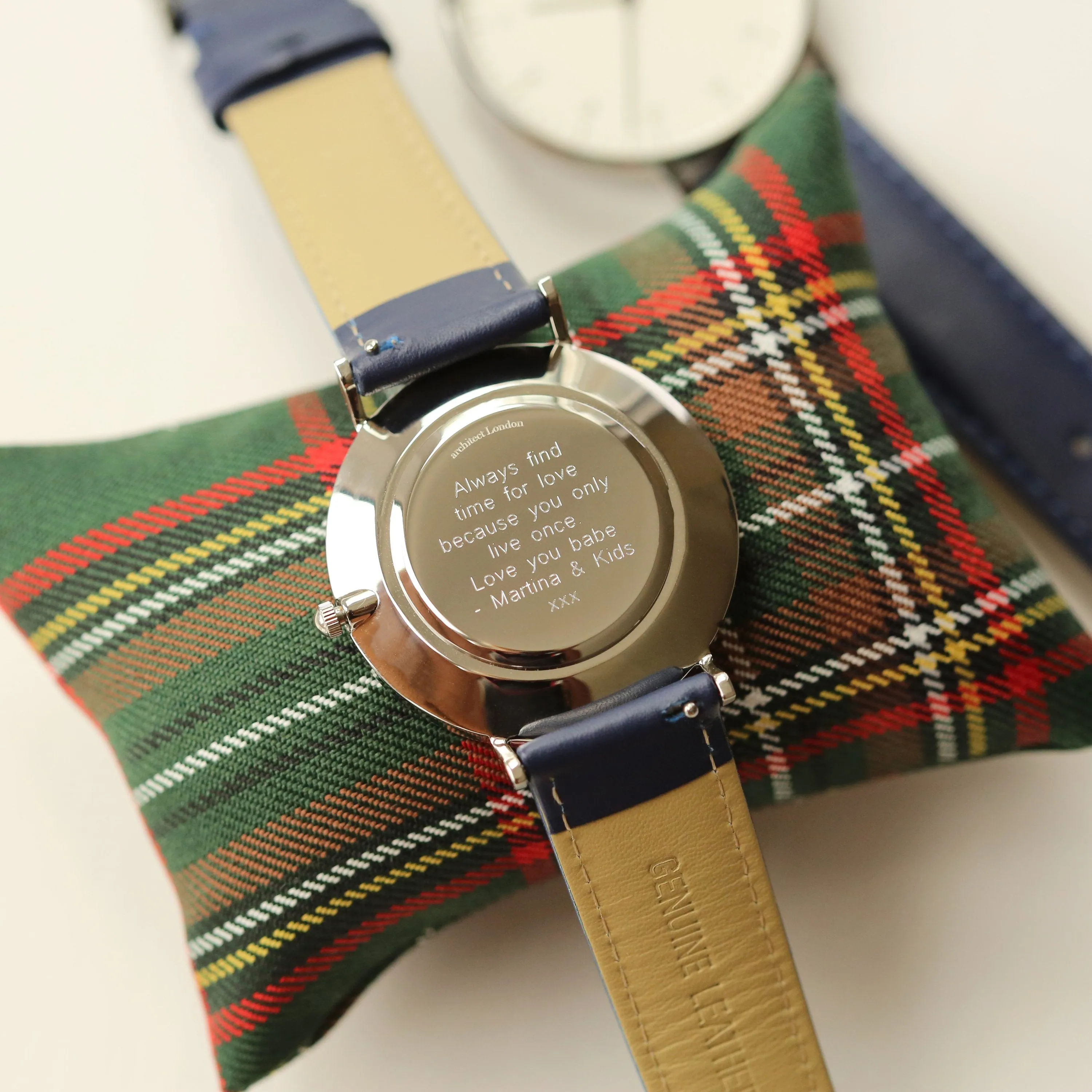 Modern Font Engraving - Men's Architect Zephyr   Admiral Blue Strap