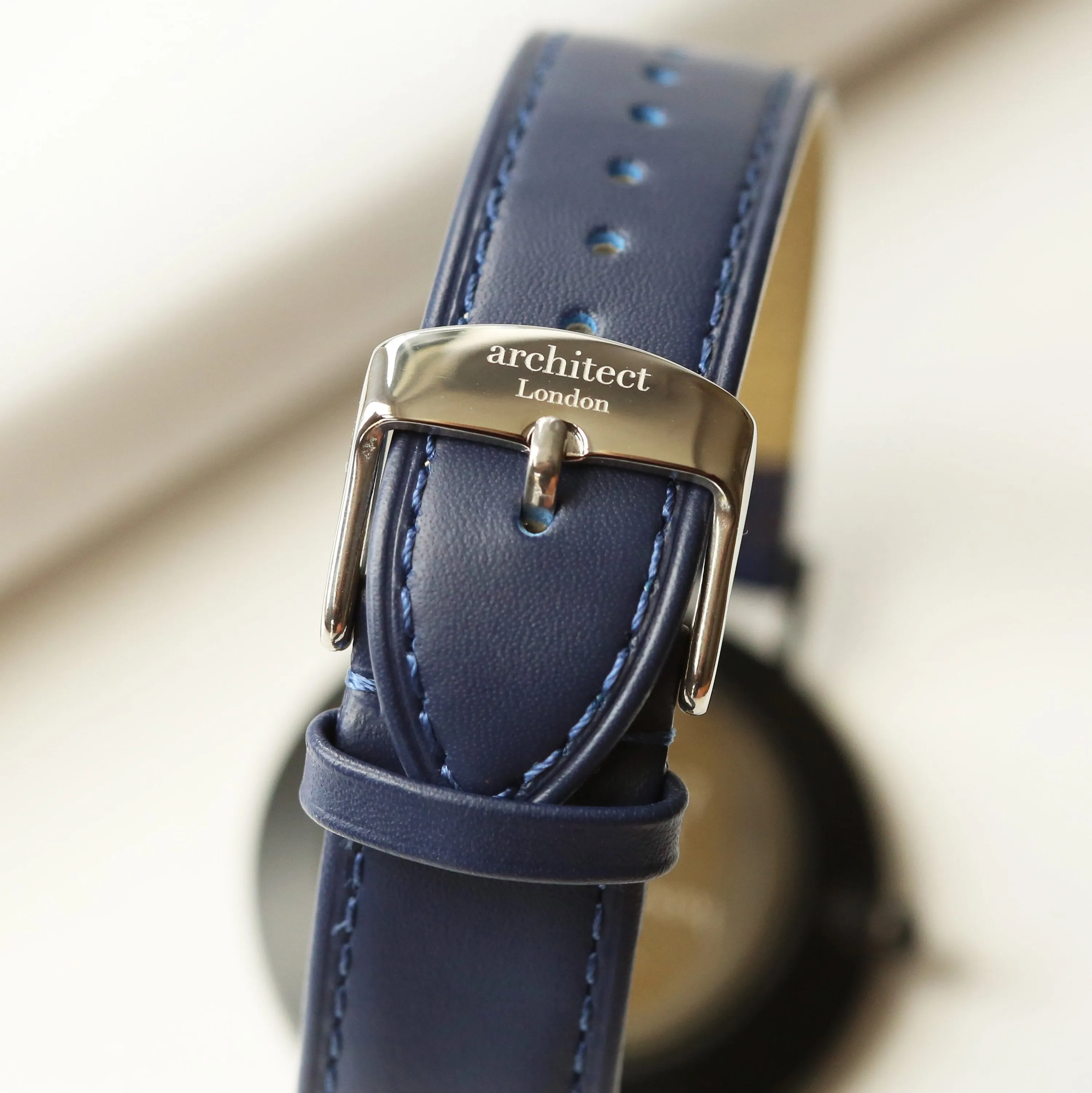 Modern Font Engraving - Men's Architect Zephyr   Admiral Blue Strap