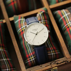 Modern Font Engraving - Men's Architect Zephyr   Admiral Blue Strap