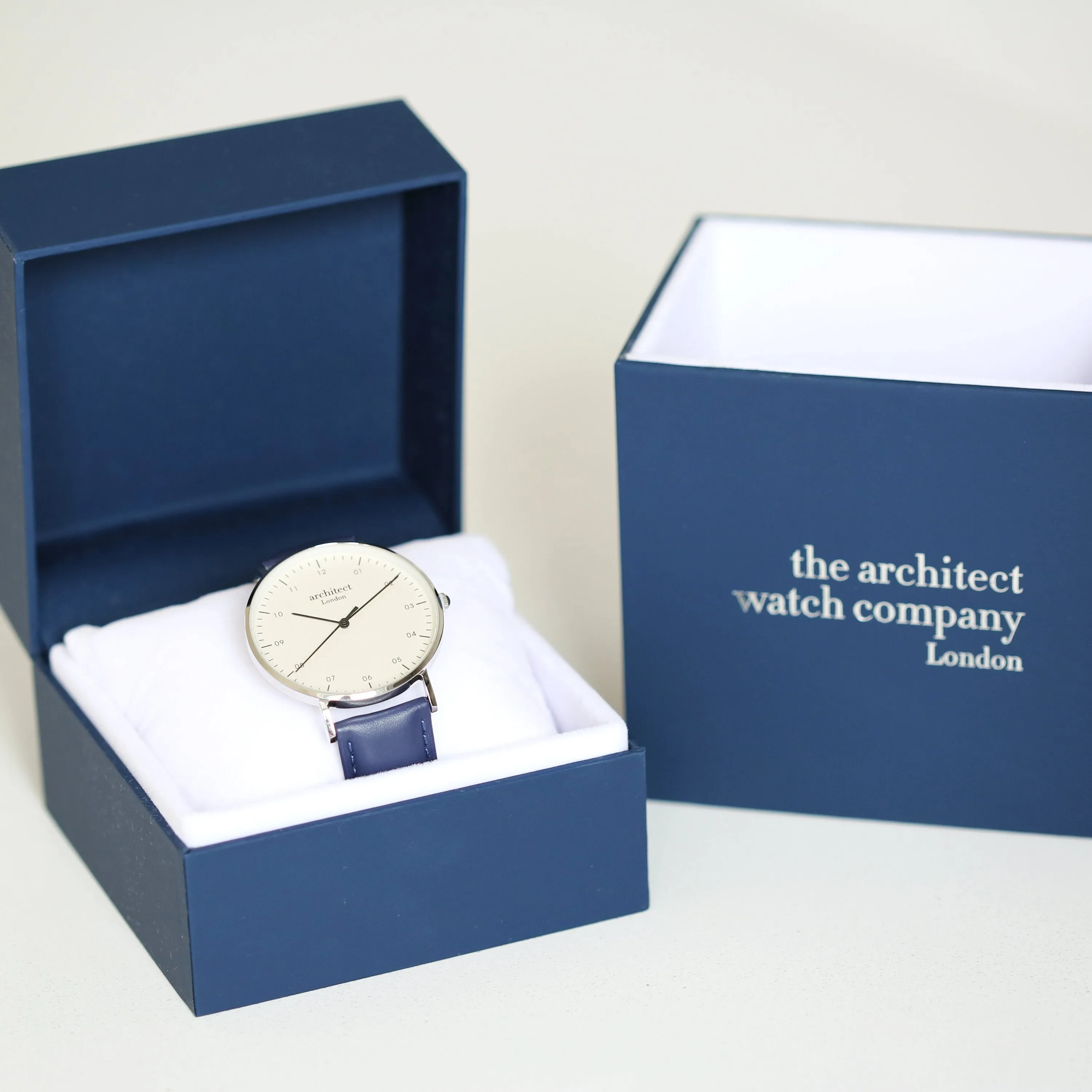 Modern Font Engraving - Men's Architect Zephyr   Admiral Blue Strap