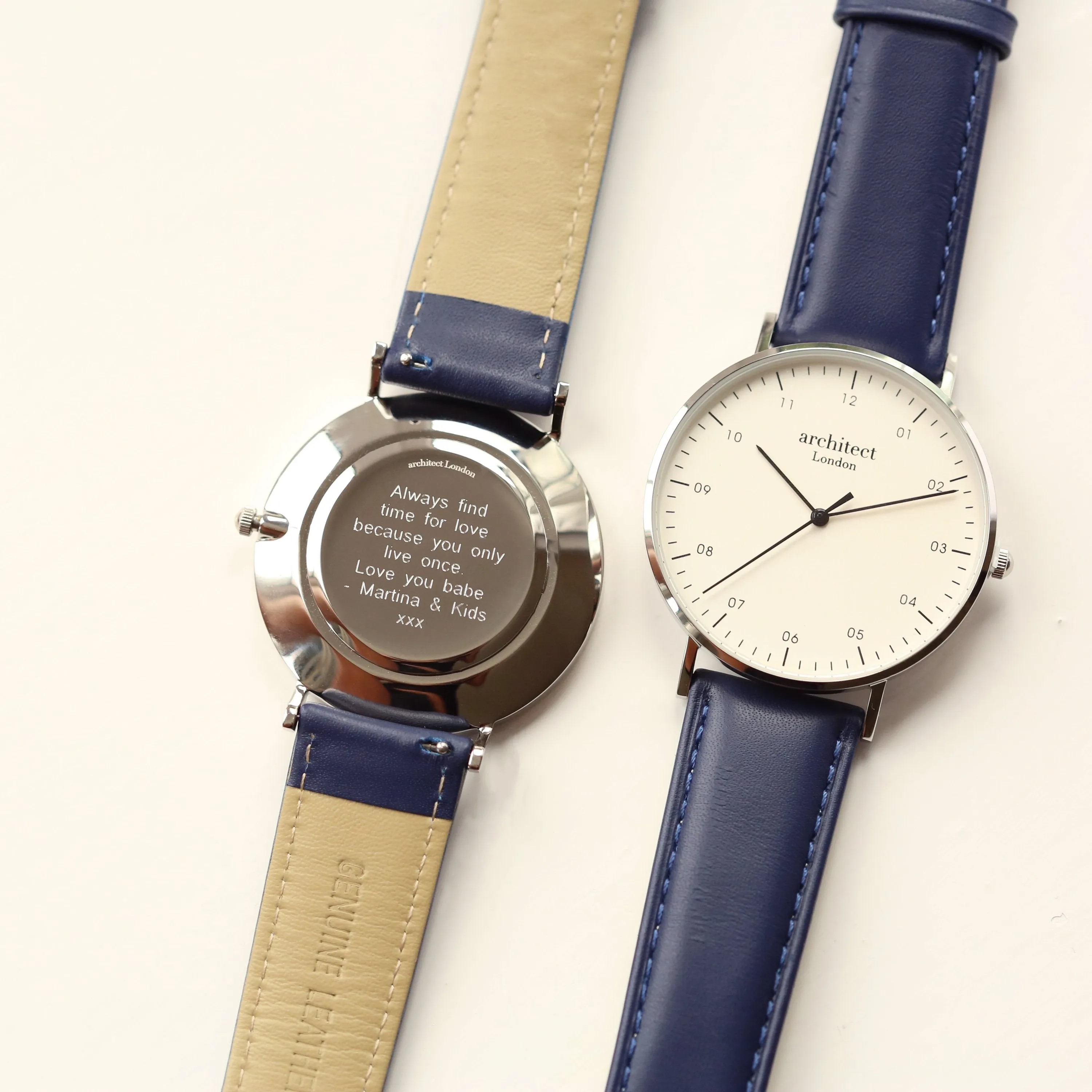 Modern Font Engraving - Men's Architect Zephyr   Admiral Blue Strap