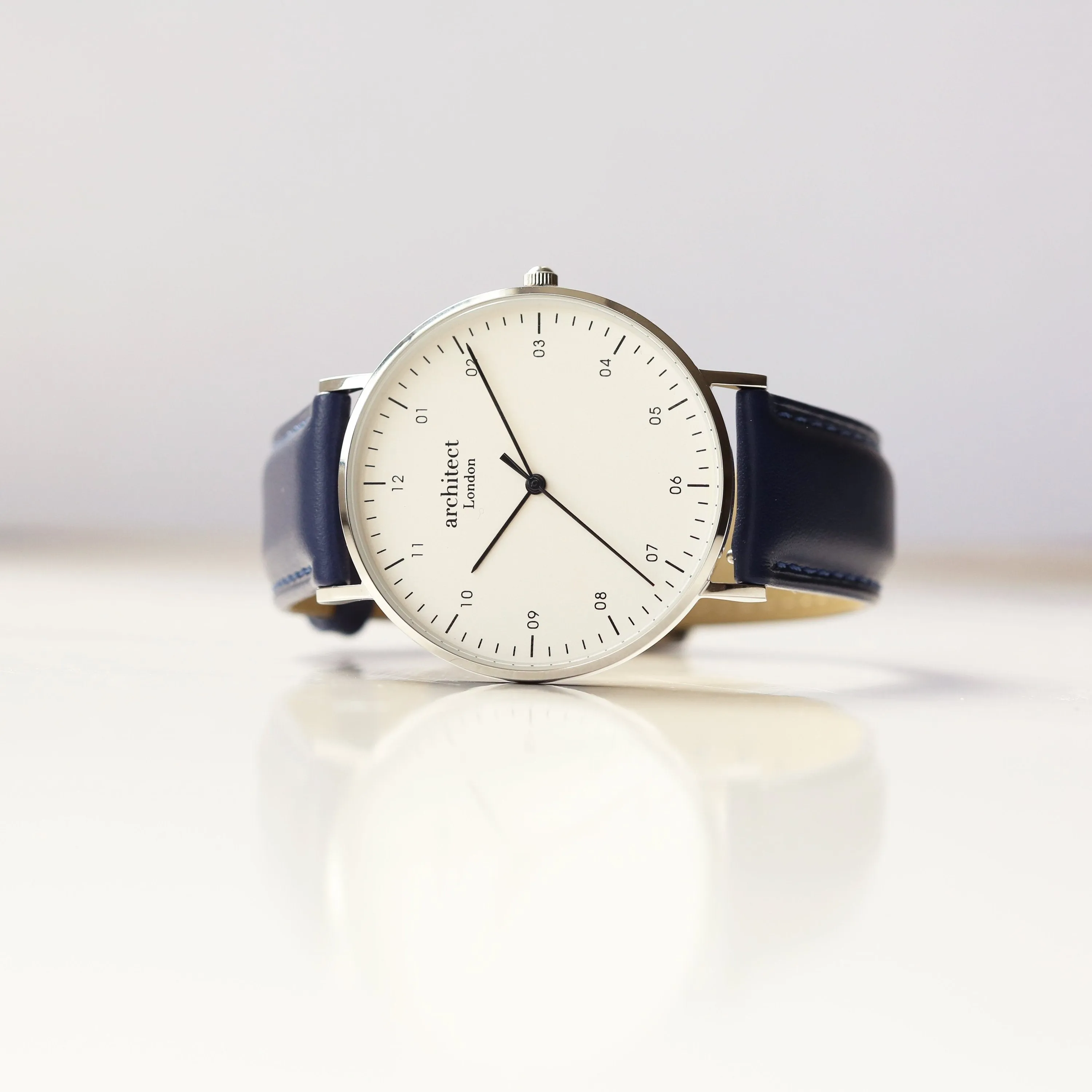 Modern Font Engraving - Men's Architect Zephyr   Admiral Blue Strap