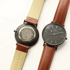 Modern Font Engraving - Men's Minimalist Watch   Walnut Strap