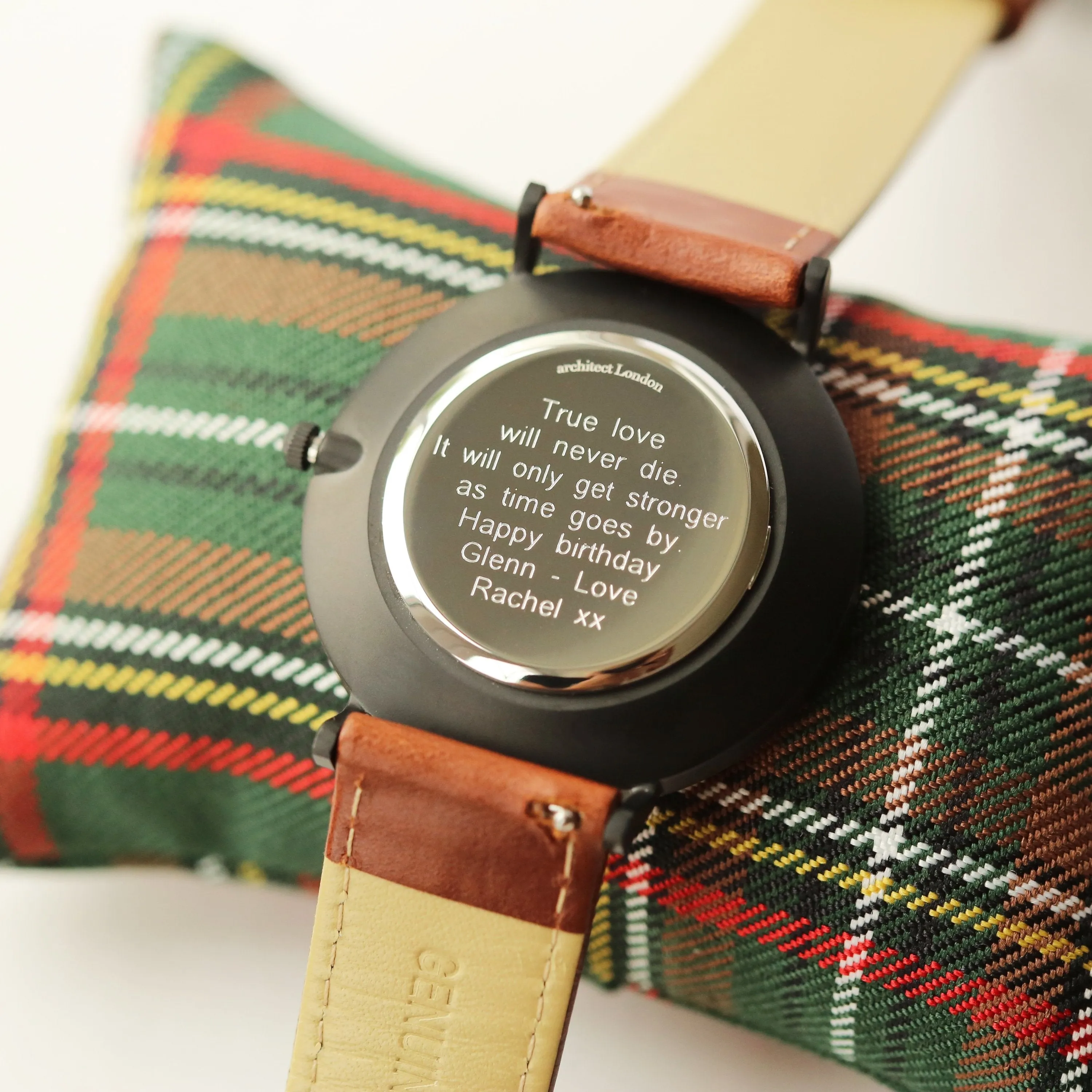 Modern Font Engraving - Men's Minimalist Watch   Walnut Strap